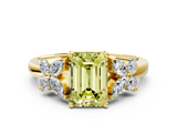 Yellow gold Fancy Yellow Emerald  Diamond Floral Cluster Ring with Solitaire Band and Prong Setting_49