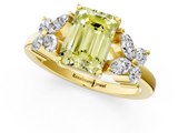 Yellow gold Fancy Yellow Emerald  Diamond Floral Cluster Ring with Solitaire Band and Prong Setting_50