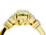 Yellow gold Fancy Yellow Emerald  Diamond Floral Cluster Ring with Solitaire Band and Prong Setting_53