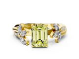 Yellow gold Fancy Yellow Emerald  Diamond Floral Vine Solitaire Engagement Ring_3