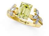 Yellow gold Fancy Yellow Emerald  Diamond Floral Vine Solitaire Engagement Ring_4