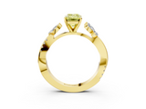 Yellow gold Fancy Yellow Emerald  Diamond Floral Vine Solitaire Engagement Ring_6