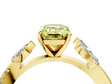 Yellow gold Fancy Yellow Emerald  Diamond Floral Vine Solitaire Engagement Ring_7