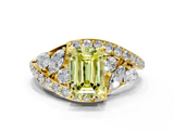 Yellow gold Fancy Yellow Emerald  Diamond Halo Ring with Marquise and Pavé Band in Prong Setting_73