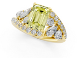 Yellow gold Fancy Yellow Emerald  Diamond Halo Ring with Marquise and Pavé Band in Prong Setting_74