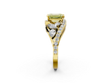 Yellow gold Fancy Yellow Emerald  Diamond Halo Ring with Marquise and Pavé Band in Prong Setting_75