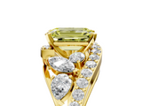Yellow gold Fancy Yellow Emerald  Diamond Halo Ring with Marquise and Pavé Band in Prong Setting_78