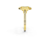 Yellow gold Fancy Yellow Emerald  Diamond Halo Ring with Milgrain Frame and Pavé Band_62