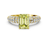 Yellow gold Fancy Yellow Emerald  Diamond Pavé Band Solitaire Ring with Four-Prong Setting_49