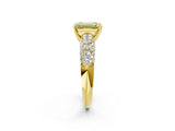 Yellow gold Fancy Yellow Emerald  Diamond Pavé Band Solitaire Ring with Four-Prong Setting_51