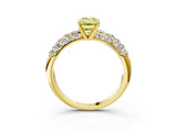 Yellow gold Fancy Yellow Emerald  Diamond Pavé Band Solitaire Ring with Four-Prong Setting_52