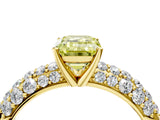 Yellow gold Fancy Yellow Emerald  Diamond Pavé Band Solitaire Ring with Four-Prong Setting_53