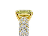 Yellow gold Fancy Yellow Emerald  Diamond Pavé Band Solitaire Ring with Four-Prong Setting_54