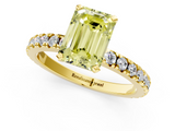 Yellow gold Fancy Yellow Emerald  Diamond Pavé Band Solitaire with Four-Prong Setting_197