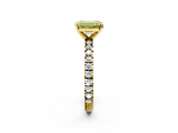 Yellow gold Fancy Yellow Emerald  Diamond Pavé Band Solitaire with Four-Prong Setting_198