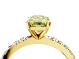 Yellow gold Fancy Yellow Emerald  Diamond Pavé Band Solitaire with Four-Prong Setting_200