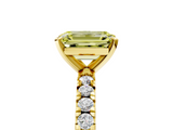 Yellow gold Fancy Yellow Emerald  Diamond Pavé Band Solitaire with Four-Prong Setting_201