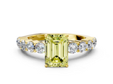Yellow gold Fancy Yellow Emerald  Diamond Pavé Band Solitaire with Four-Prong Setting_3