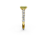Yellow gold Fancy Yellow Emerald  Diamond Pavé Band Solitaire with Four-Prong Setting_5