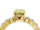 Yellow gold Fancy Yellow Emerald  Diamond Pavé Band Solitaire with Four-Prong Setting_7