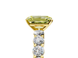 Yellow gold Fancy Yellow Emerald  Diamond Pavé Band Solitaire with Four-Prong Setting_8