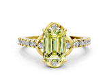 Yellow gold Fancy Yellow Emerald  Diamond Pave Band with Floral Prong Setting_39