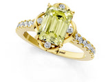 Yellow gold Fancy Yellow Emerald  Diamond Pave Band with Floral Prong Setting_40