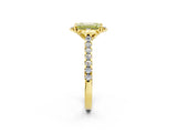 Yellow gold Fancy Yellow Emerald  Diamond Pave Band with Floral Prong Setting_41