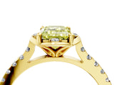 Yellow gold Fancy Yellow Emerald  Diamond Pave Band with Floral Prong Setting_43