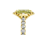 Yellow gold Fancy Yellow Emerald  Diamond Pave Band with Floral Prong Setting_44