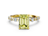 Yellow gold Fancy Yellow Emerald  Diamond Prong Set Engagement Ring with Pave Band_204