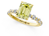 Yellow gold Fancy Yellow Emerald  Diamond Prong Set Engagement Ring with Pave Band_205
