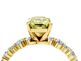 Yellow gold Fancy Yellow Emerald  Diamond Prong Set Engagement Ring with Pave Band_208