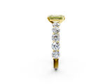 Yellow gold Fancy Yellow Emerald  Diamond Prong Setting with Side Stones on a Pave Band_153