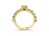 Yellow gold Fancy Yellow Emerald  Diamond Prong Setting with Side Stones on a Pave Band_154