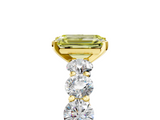 Yellow gold Fancy Yellow Emerald  Diamond Prong Setting with Side Stones on a Pave Band_156