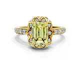 Yellow gold Fancy Yellow Emerald  Diamond Solitaire Ring with Shared Prong Pavé Band_66
