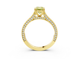 Yellow gold Fancy Yellow Emerald  Diamond Solitaire with Pave Band and Six-Prong Setting_23