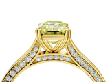 Yellow gold Fancy Yellow Emerald  Diamond Solitaire with Pave Band and Six-Prong Setting_24