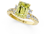 Yellow gold Fancy Yellow Emerald  Diamond Three-Stone Pave Band with Four-Prong Setting_21