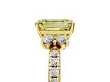 Yellow gold Fancy Yellow Emerald  Diamond Three-Stone Pave Band with Four-Prong Setting_25