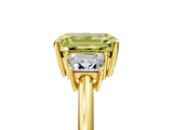 Yellow gold Fancy Yellow Emerald  Diamond Three-Stone Ring with Trapezoid Side Stones and Prong Setting_22