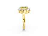 Yellow gold Fancy Yellow Emerald  Halo Cluster Diamond Engagement Ring with Prong Setting and Polished Band_53
