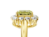 Yellow gold Fancy Yellow Emerald  Halo Cluster Diamond Engagement Ring with Prong Setting and Polished Band_56