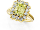 Yellow gold Fancy Yellow Emerald  Halo Cluster Diamond Engagement Ring with Solitaire Band and Prong Setting_49