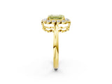 Yellow gold Fancy Yellow Emerald  Halo Cluster Diamond Engagement Ring with Solitaire Band and Prong Setting_50