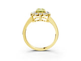 Yellow gold Fancy Yellow Emerald  Halo Cluster Diamond Engagement Ring with Solitaire Band and Prong Setting_51