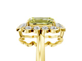 Yellow gold Fancy Yellow Emerald  Halo Cluster Diamond Engagement Ring with Solitaire Band and Prong Setting_53