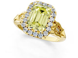 Yellow gold Fancy Yellow Emerald  Halo Diamond Engagement Ring with Filigree Band and Four-Prong Setting_82