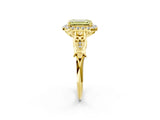 Yellow gold Fancy Yellow Emerald  Halo Diamond Engagement Ring with Filigree Band and Four-Prong Setting_83